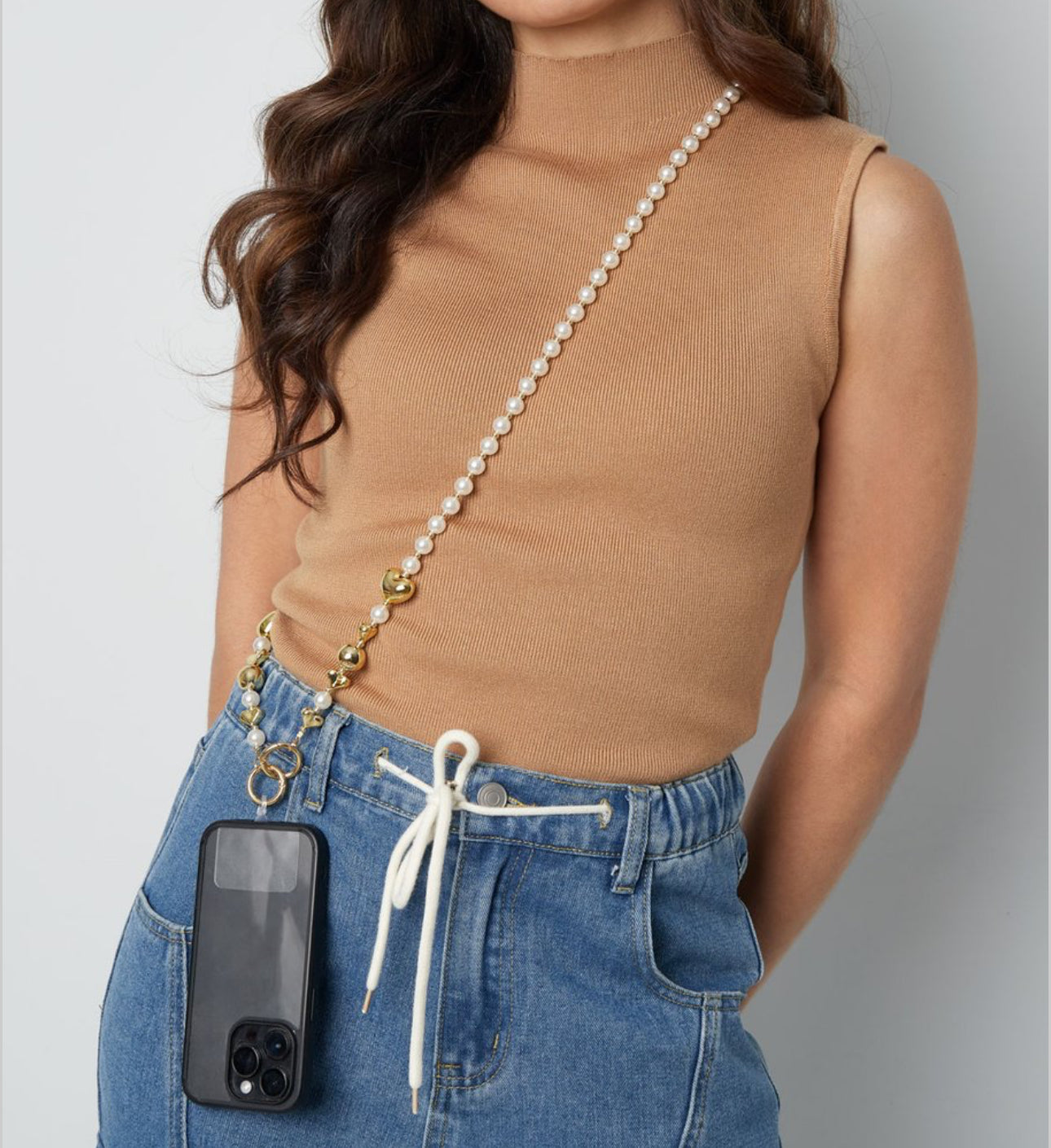 FloEcho - parel/gold - telefoon ketting